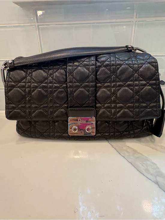 Dior Handbags - Dior Black Quilted Cannage Leather Shoulder Bag with Silver Hardware